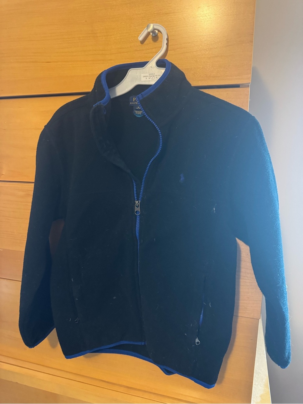 Boys M Ralph Lauren Polo Black Fleece Jacket with Blue Trim